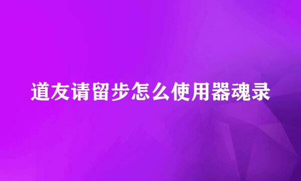道友请留步怎么使用器魂录