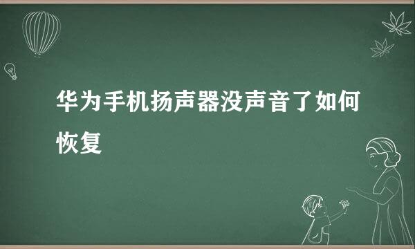 华为手机扬声器没声音了如何恢复