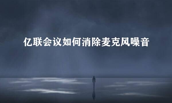 亿联会议如何消除麦克风噪音