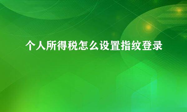 个人所得税怎么设置指纹登录