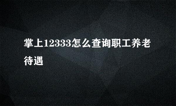 掌上12333怎么查询职工养老待遇