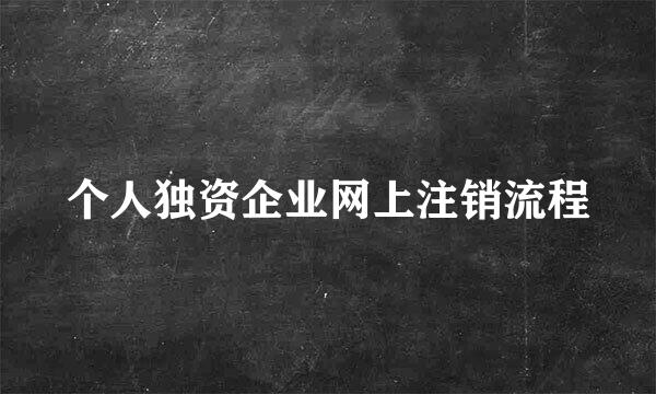 个人独资企业网上注销流程