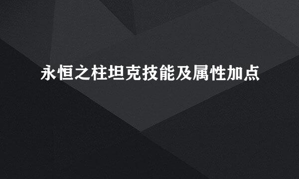 永恒之柱坦克技能及属性加点