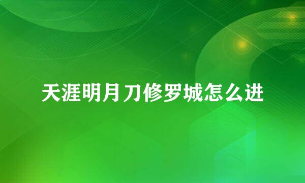 天涯明月刀修罗城怎么进