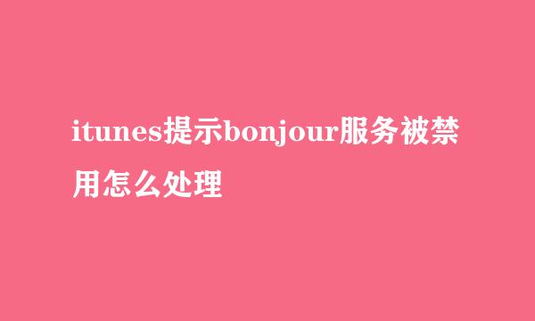 itunes提示bonjour服务被禁用怎么处理