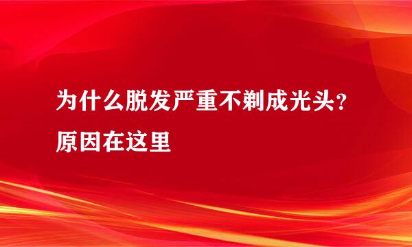 为什么脱发严重不剃成光头？原因在这里