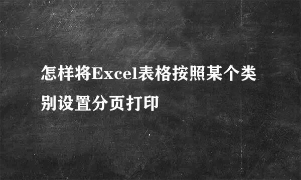 怎样将Excel表格按照某个类别设置分页打印