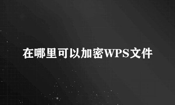 在哪里可以加密WPS文件
