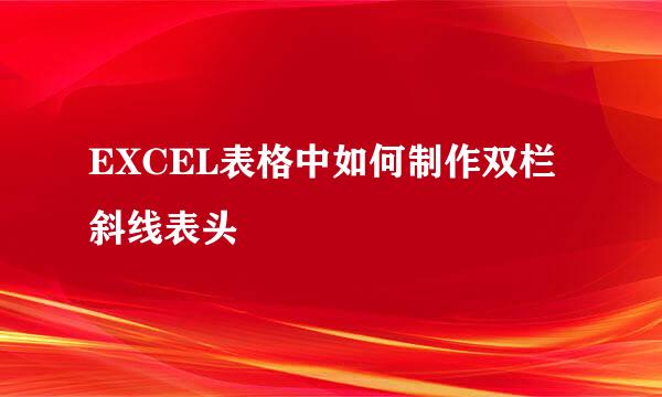 EXCEL表格中如何制作双栏斜线表头