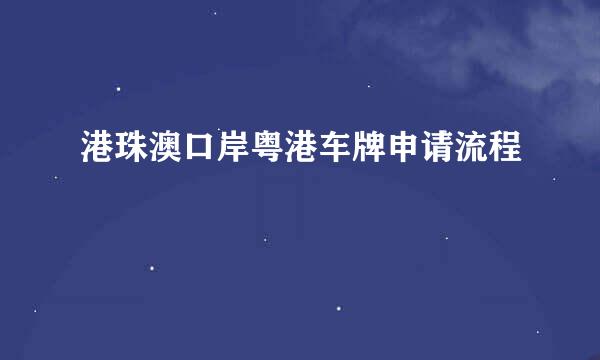 港珠澳口岸粤港车牌申请流程