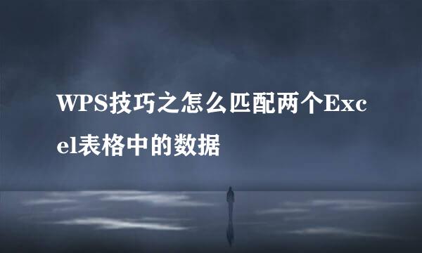 WPS技巧之怎么匹配两个Excel表格中的数据