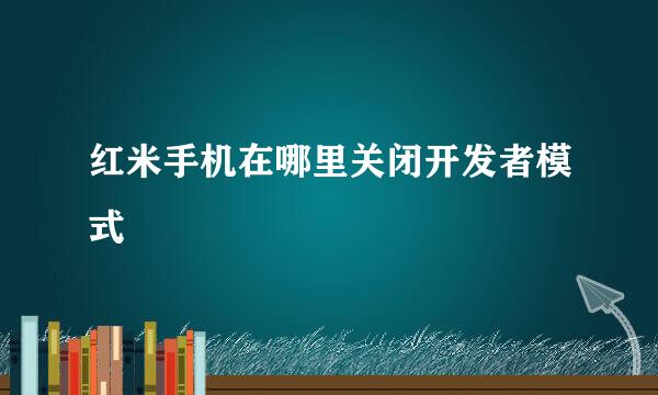红米手机在哪里关闭开发者模式