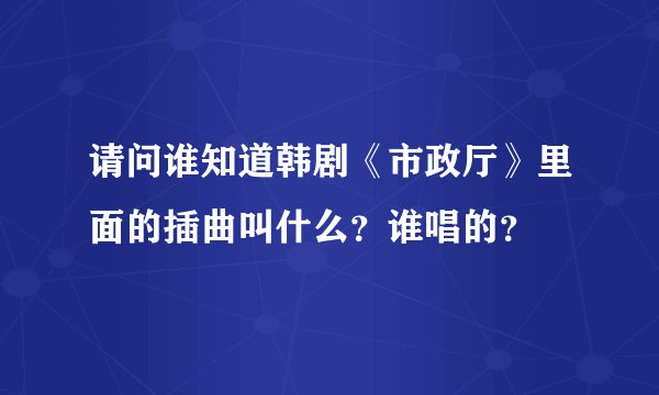 请问谁知道韩剧《市政厅》里面的插曲叫什么？谁唱的？
