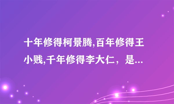 十年修得柯景腾,百年修得王小贱,千年修得李大仁,是什么意思?