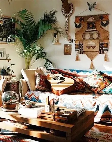 波西米亚风情的客厅,真让人难以抗拒~
