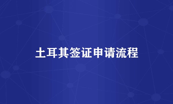 土耳其签证申请流程