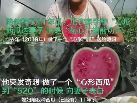 2020520是表白日:有朋友圈告白文案,有心形西瓜赠爱妻