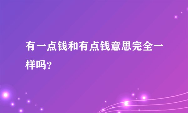 有一点钱和有点钱意思完全一样吗？