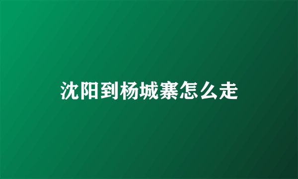 沈阳到杨城寨怎么走