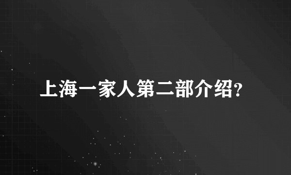上海一家人第二部介绍？
