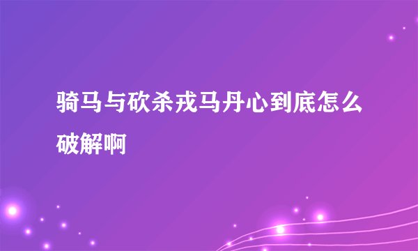 骑马与砍杀戎马丹心到底怎么破解啊