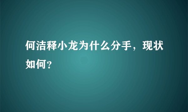 何洁释小龙为什么分手，现状如何？