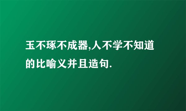 玉不琢不成器,人不学不知道的比喻义并且造句.