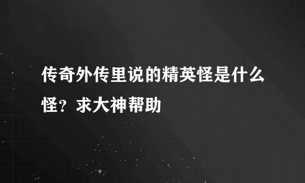 传奇外传里说的精英怪是什么怪？求大神帮助