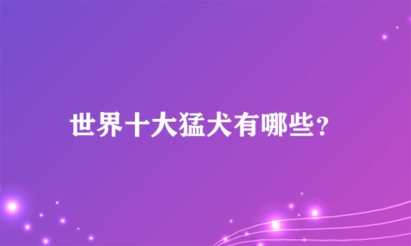 世界十大猛犬有哪些？
