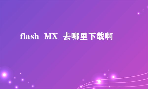flash  MX  去哪里下载啊
