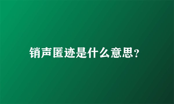 销声匿迹是什么意思?