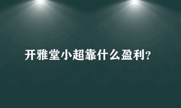 开雅堂小超靠什么盈利？