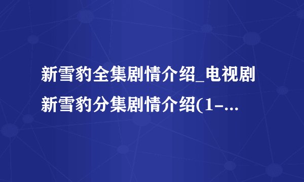 新雪豹全集剧情介绍_电视剧新雪豹分集剧情介绍(1-46集大结局)