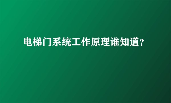 电梯门系统工作原理谁知道？