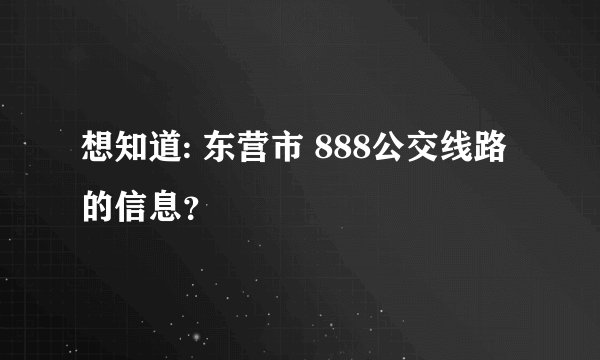 想知道: 东营市 888公交线路的信息？