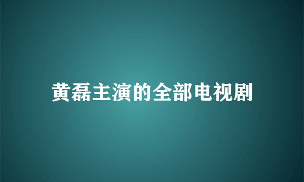 黄磊主演的全部电视剧