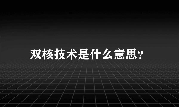 双核技术是什么意思？