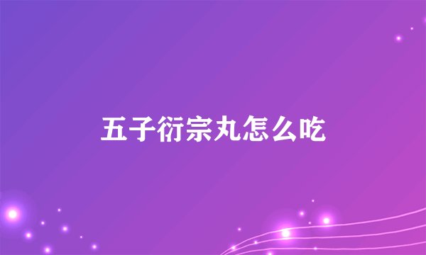五子衍宗丸怎么吃
