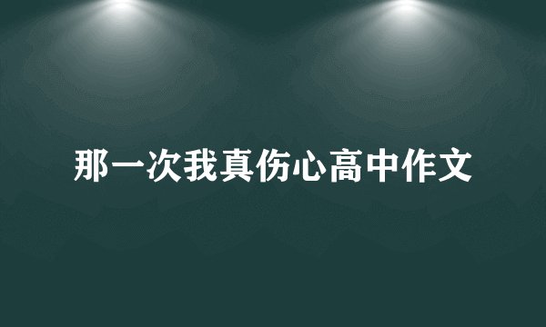 那一次我真伤心高中作文