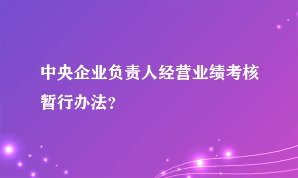中央企业负责人经营业绩考核暂行办法？