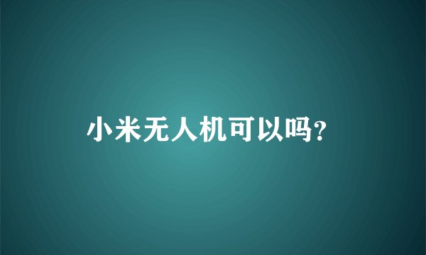 小米无人机可以吗？