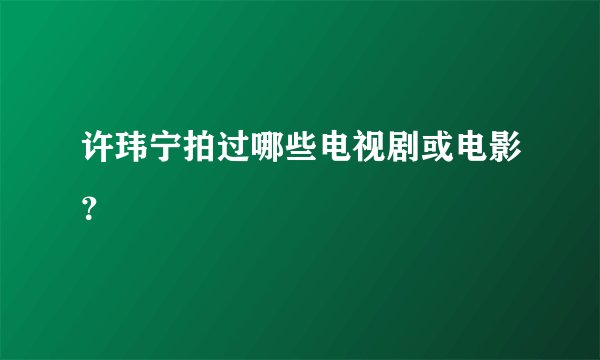 许玮宁拍过哪些电视剧或电影？