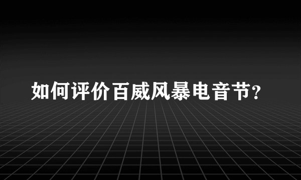 如何评价百威风暴电音节？