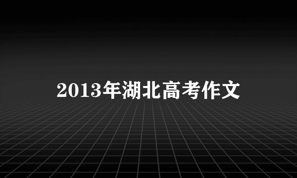 2013年湖北高考作文