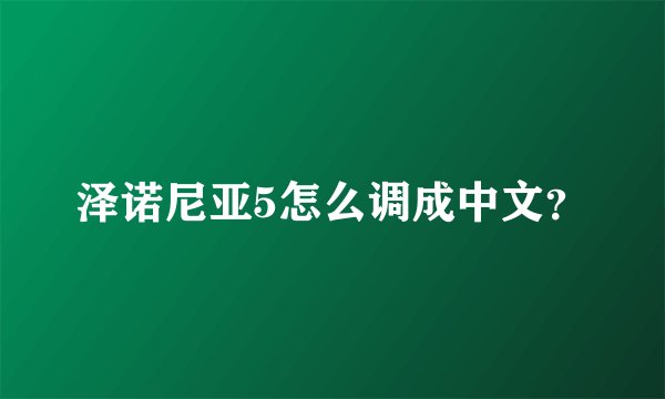 泽诺尼亚5怎么调成中文?