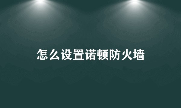 怎么设置诺顿防火墙