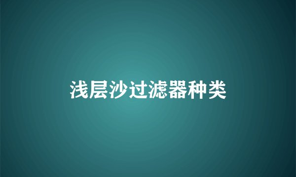 浅层沙过滤器种类
