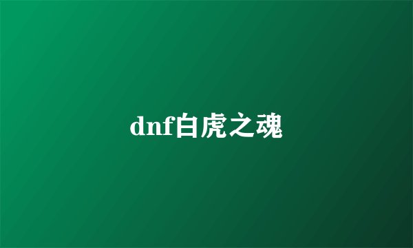 dnf白虎之魂