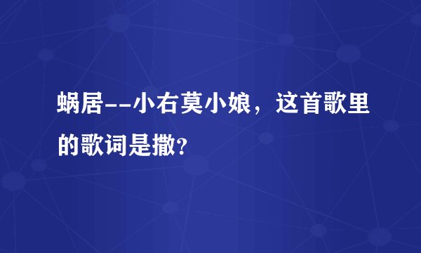 蜗居--小右莫小娘，这首歌里的歌词是撒？