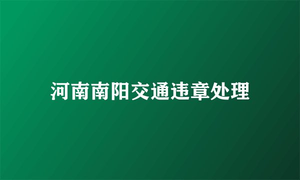 河南南阳交通违章处理